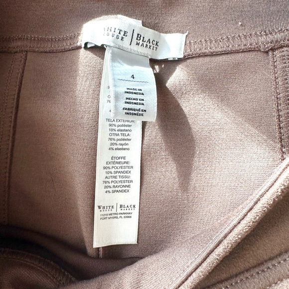 New White House Black Market brown khaki Suede like Pant Leggings size 4 - Picture 6 of 8